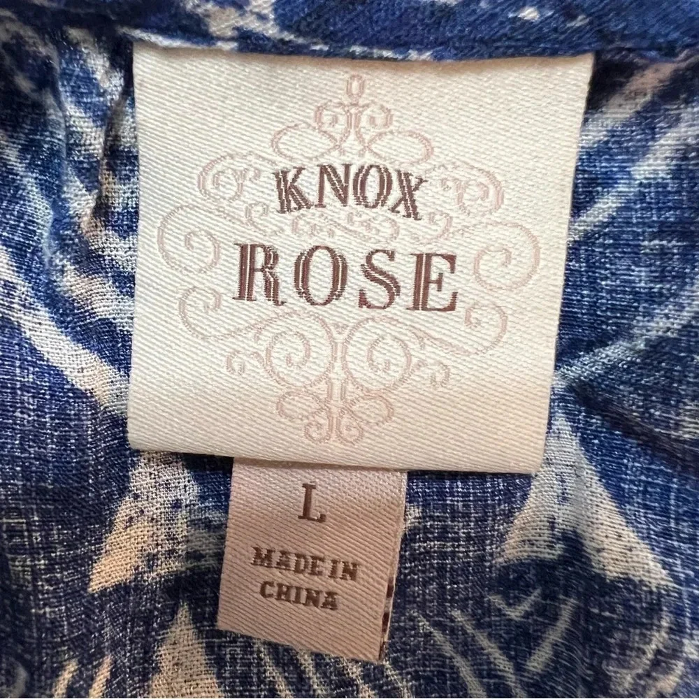 Knox Rose A-Line Blue Geometric Short-Sleeve Midi‎ Dress. Size Large. - Picture 4 of 13